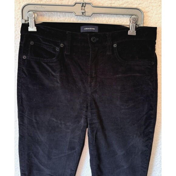 J. Crew 9" High-Rise Black Toothpick Velvet Jeans 29Tall Ankle Super Soft - Picture 4 of 12